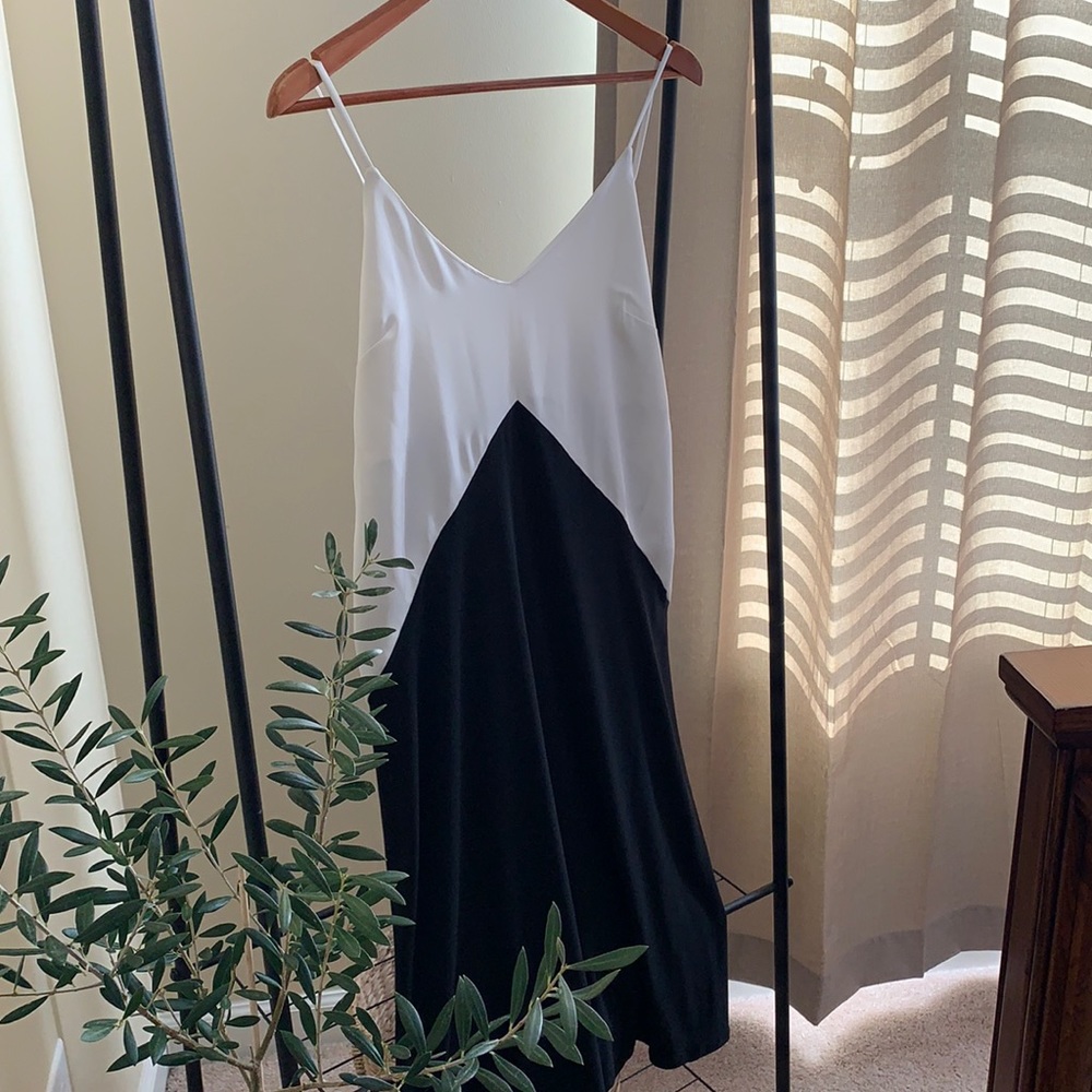 Zara black and white satin dress